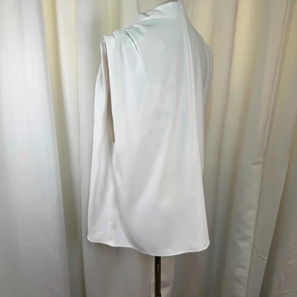 NWT Zara Pleated Shoulder Draped Cowl Neck Sleeveless Blouse in White Size XL - Picture 11 of 16
